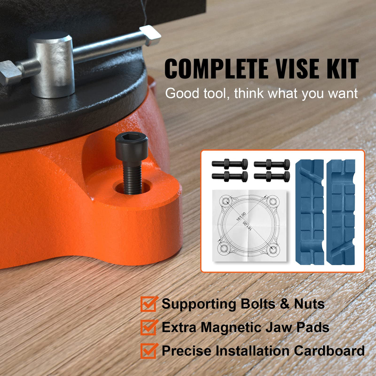 VEVOR bench vise durable ductile iron body with rust-resistant finish