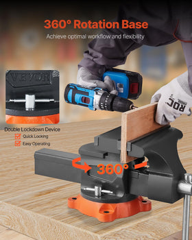 VEVOR bench vise ductile iron construction for durable, long-lasting performance.