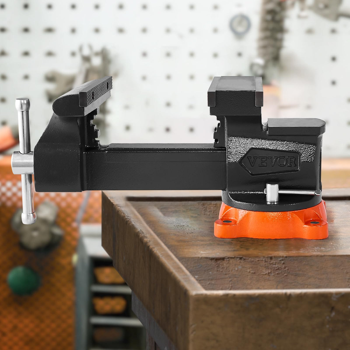 VEVOR bench vise heavy-duty clamping force supports demanding projects.