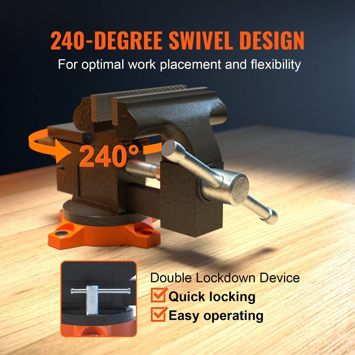 VEVOR bench vise kit includes nuts, screws and manual for easy setup.