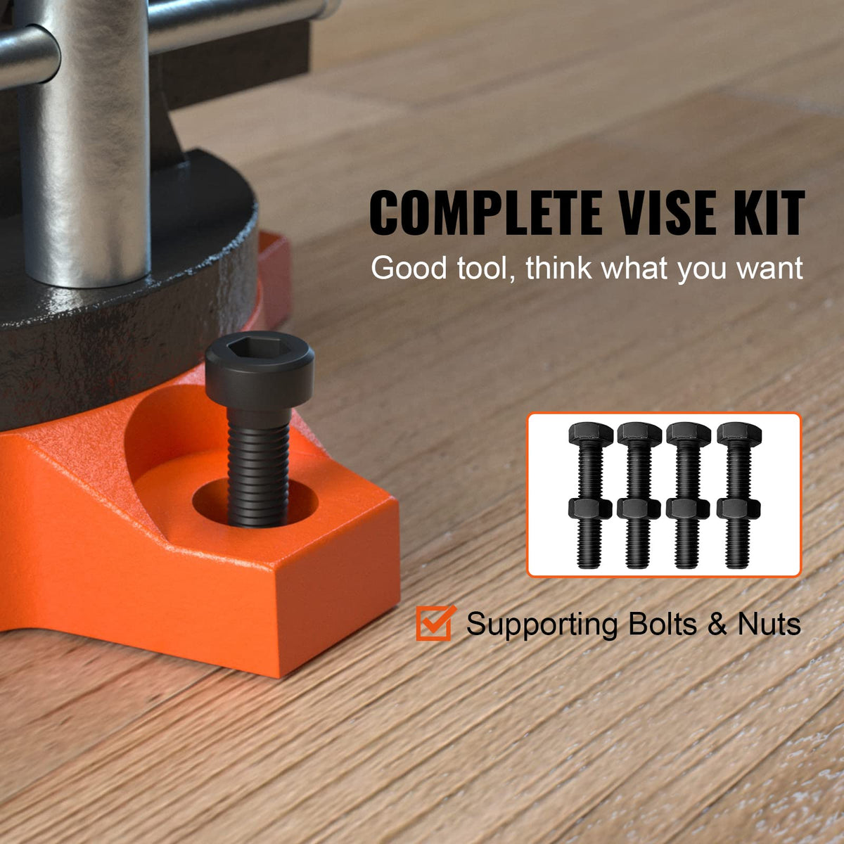 VEVOR bench vise displays a spacious anvil area for shaping tasks.