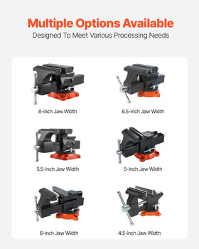 VEVOR bench vise pipe jaw function clamps round stock securely.