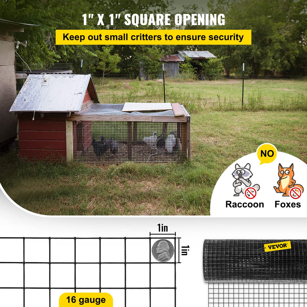 VEVOR 1-inch mesh close-up highlighting small animal protection for gardens.
