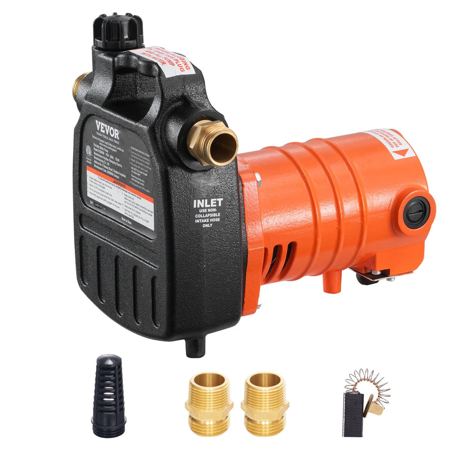 VEVOR Cast Iron Water Transfer Pump exterior shows durable drainage
