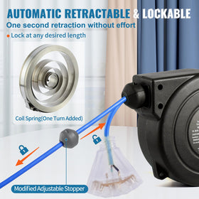 VEVOR ceiling-mount ready cord reel keeps cords accessible above.