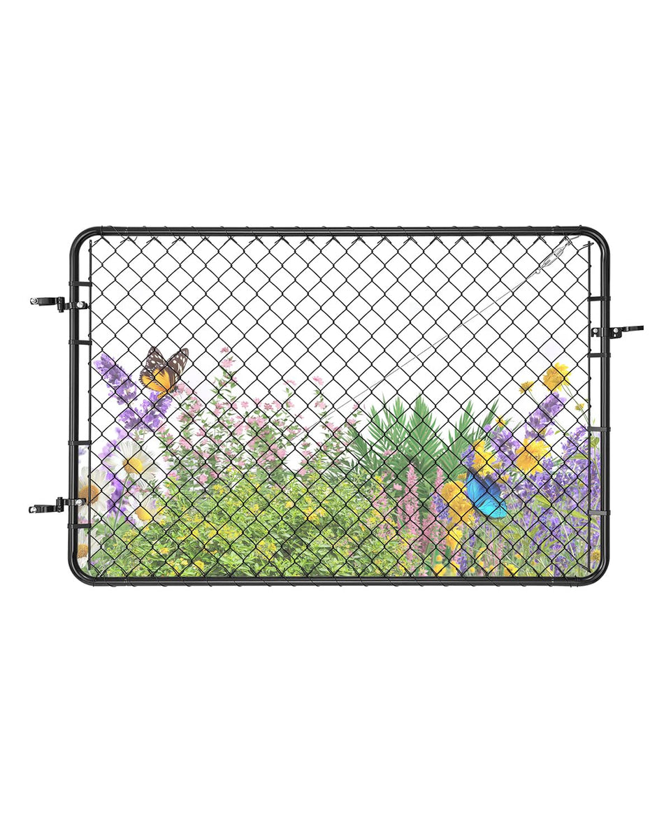 VEVOR chain-link fence gate 72x48 inches ready-to-install for durable garden access.