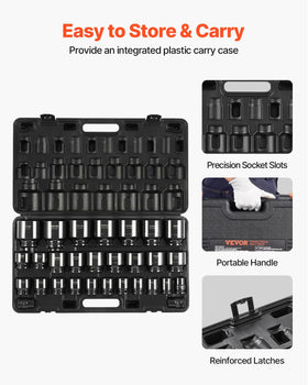 VEVOR compact storage case keeps sockets organized and portable.