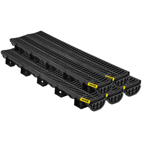 VEVOR complete kit contents show five drains, grates, and end caps