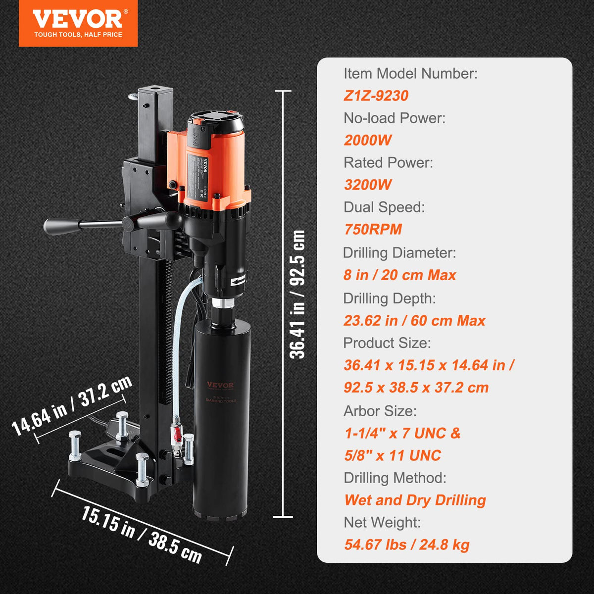 VEVOR drilling depth up to 60 cm for deep cores