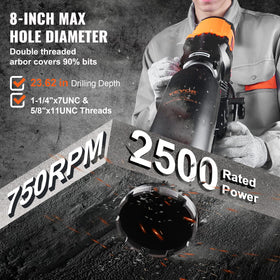 VEVOR 2500W motor powering the diamond core drill