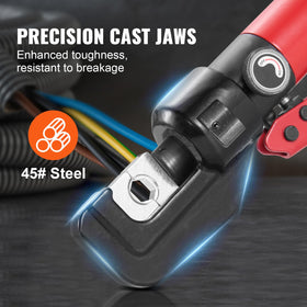 Heat-treated jaws ensure durability and reliable crimps