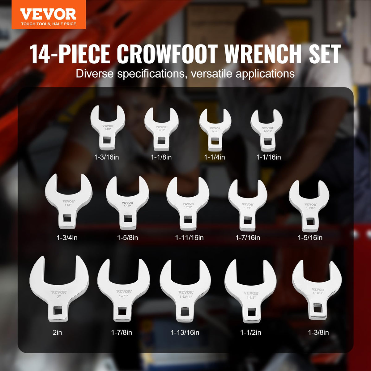 VEVOR crowfoot wrench set laser-etched-sizes for quick identification