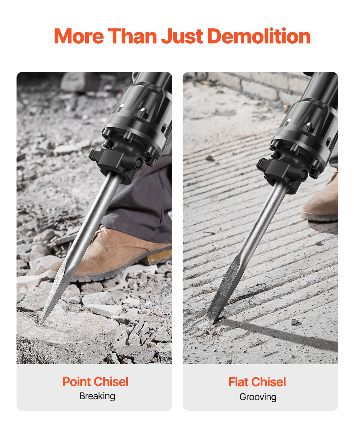 VEVOR demolition hammer with included chisels ready for concrete work