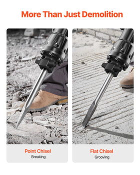 VEVOR demolition hammer with included chisels ready for concrete work