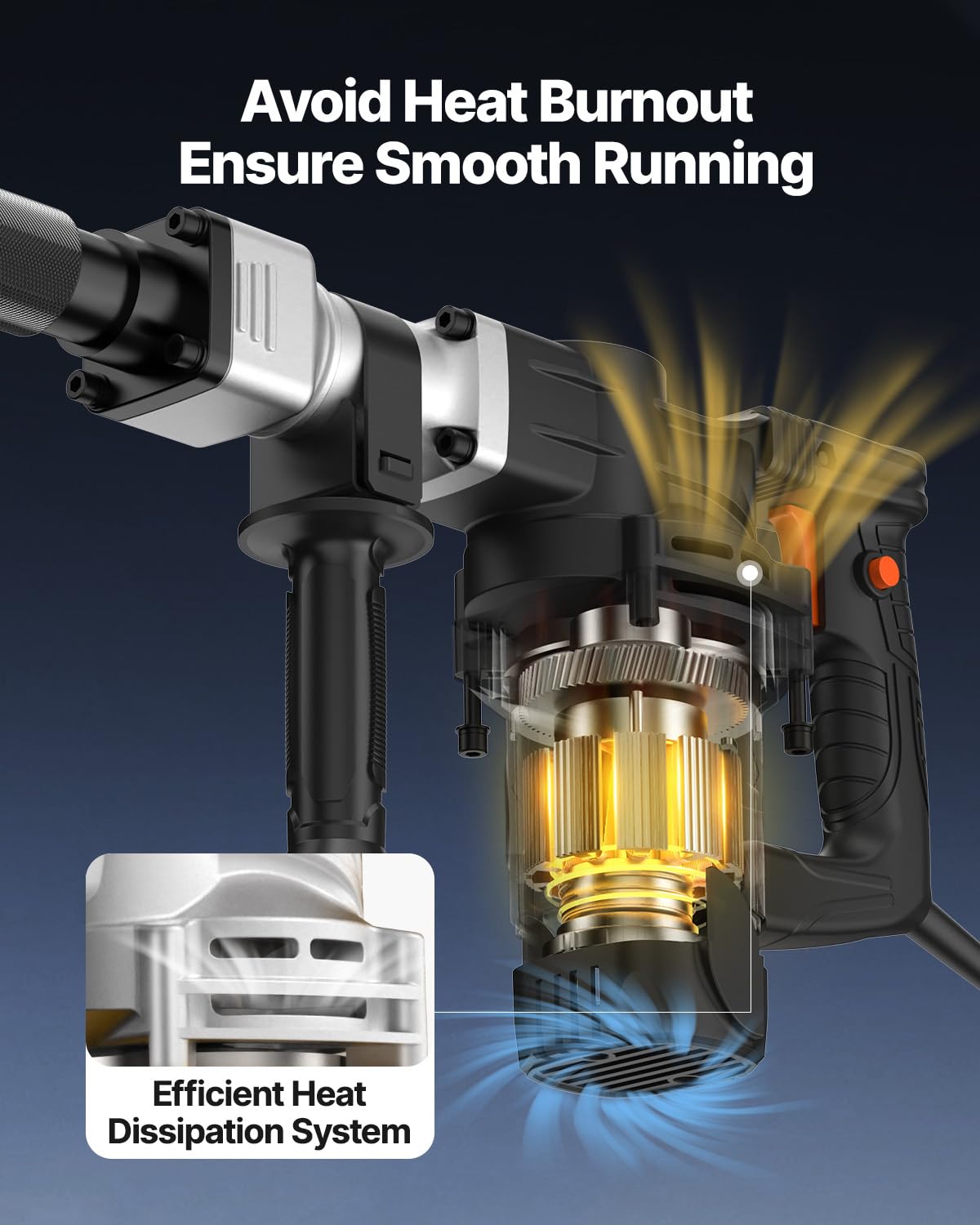 VEVOR Demolition Jack Hammer efficient cooling system during heavy work