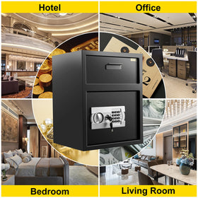 VEVOR depository safe compact unit fits home and office spaces.