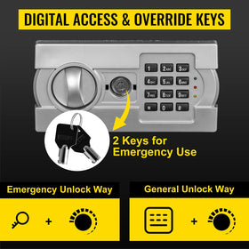 VEVOR depository safe includes two override keys for emergencies.