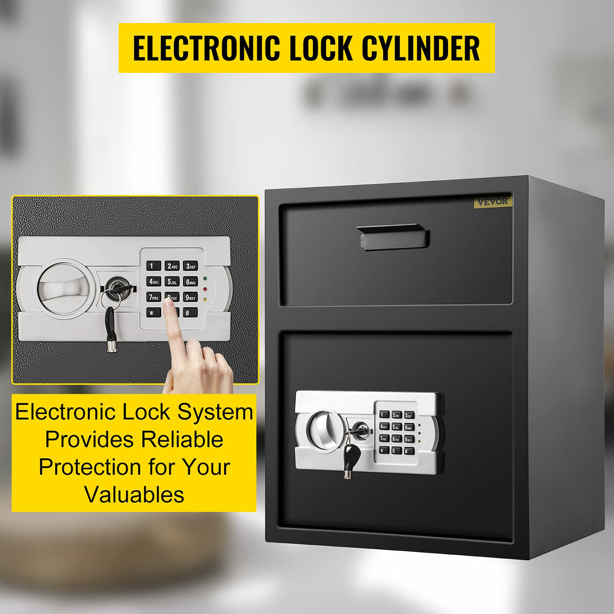VEVOR depository safe easy wall, floor, or cabinet mounting.