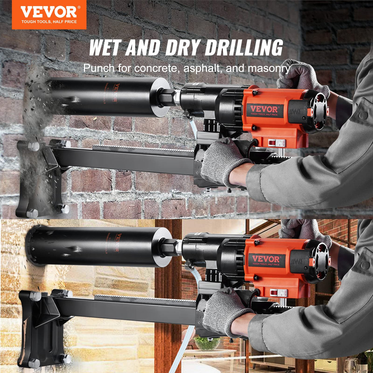 VEVOR Diamond Core Drill stand with guide rail for stable drilling