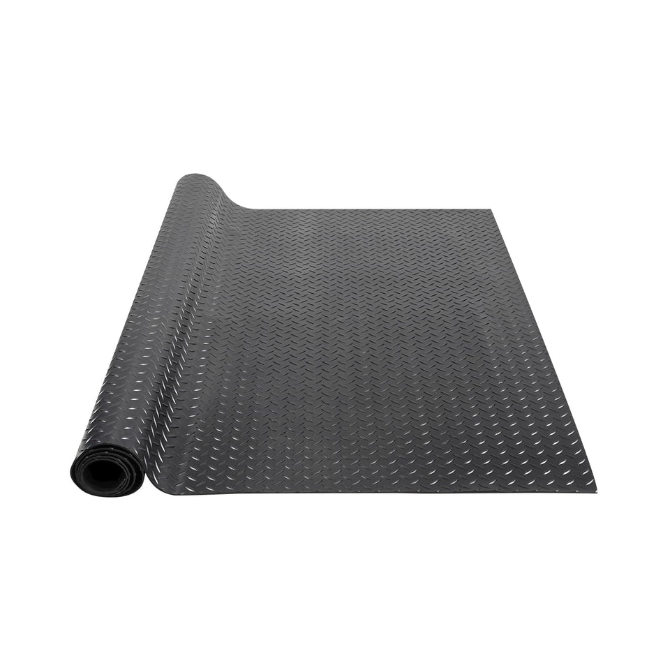 VEVOR Diamond-Plate Rubber Flooring Roll 3mm on a 4x10 ft area for durable garage protection.