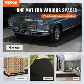 VEVOR Diamond-Plate rubber flooring roll side view demonstrating non-slip stability in workspaces