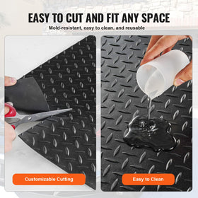 VEVOR Diamond-Plate rubber flooring roll under-vehicle protection prevents slipping and shifting