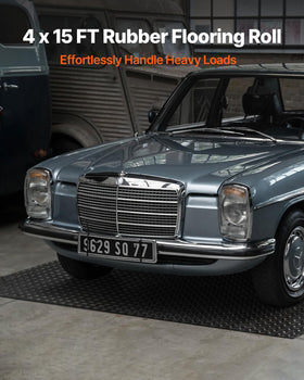VEVOR diamond-plate rubber mat, side view, enhances grip and style.