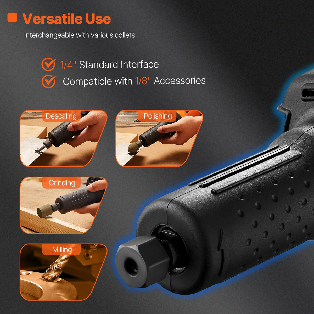 VEVOR die grinder dust-proof body enhances durability in tough environments
