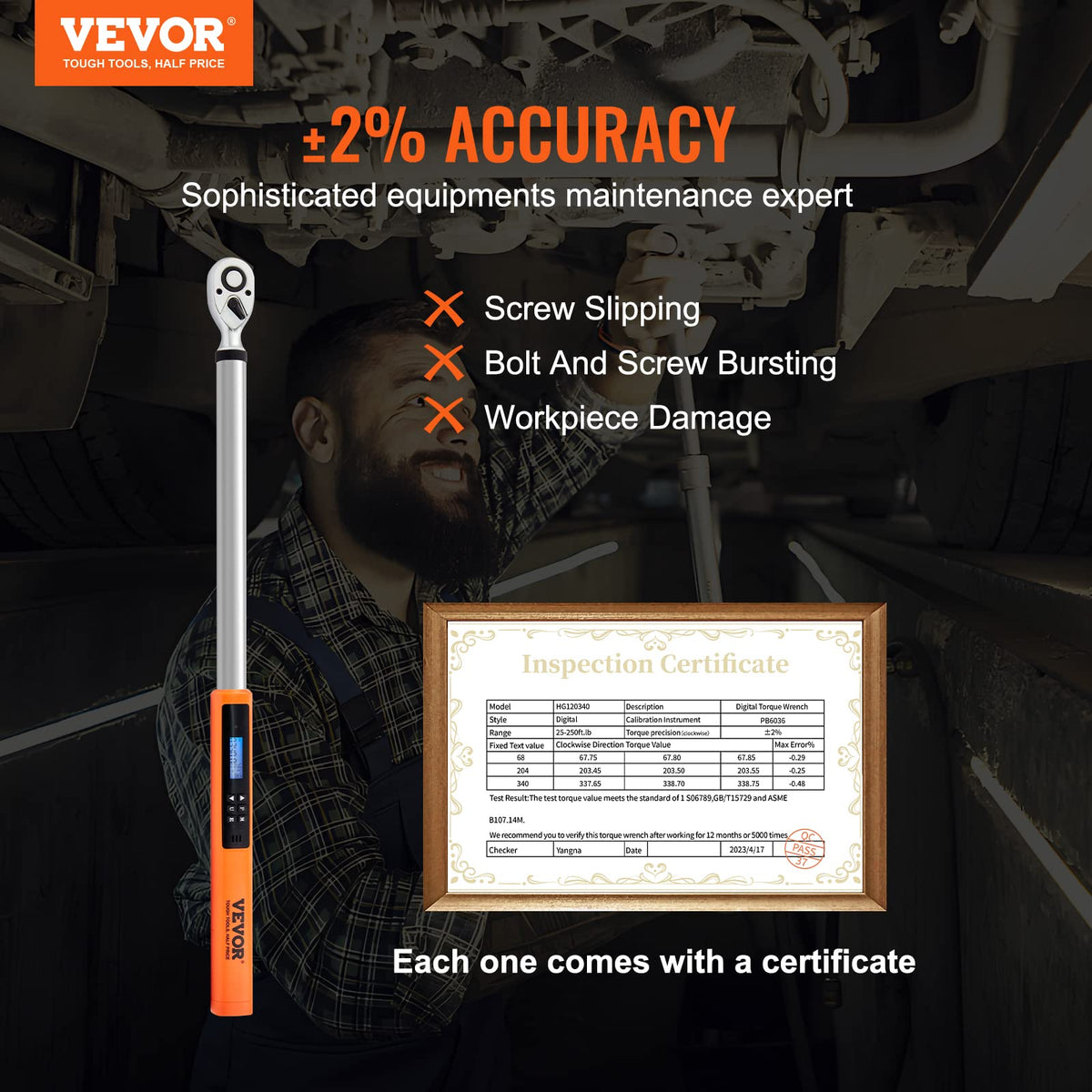 VEVOR torque wrench backlit screen for easy reading in low light