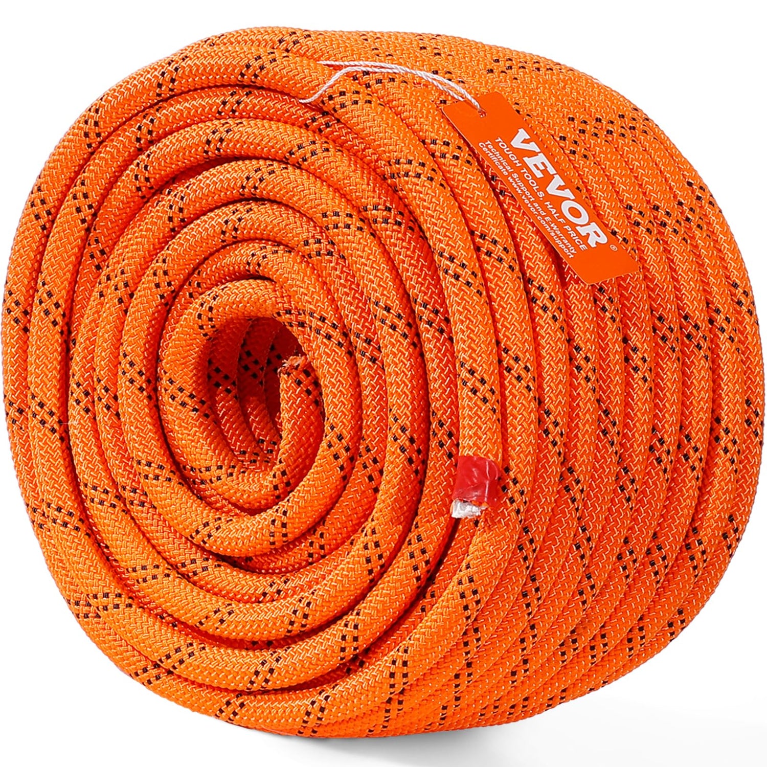 VEVOR double braided rope in orange and black ready for outdoor rigging.