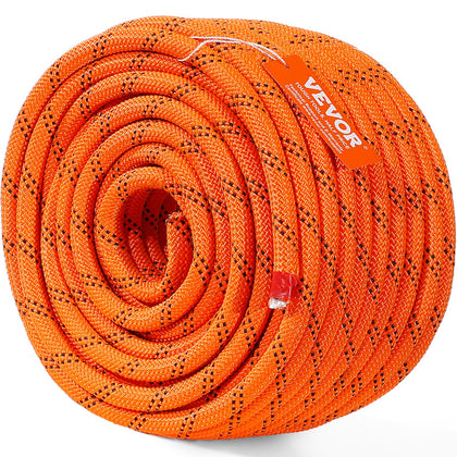 VEVOR double braided rope in orange and black ready for outdoor rigging.