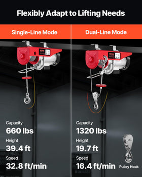 VEVOR double-line lift mode for heavy loads safely and efficiently
