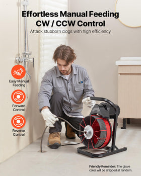 VEVOR drain cleaner with 4 cutters enables versatile blockage removal.