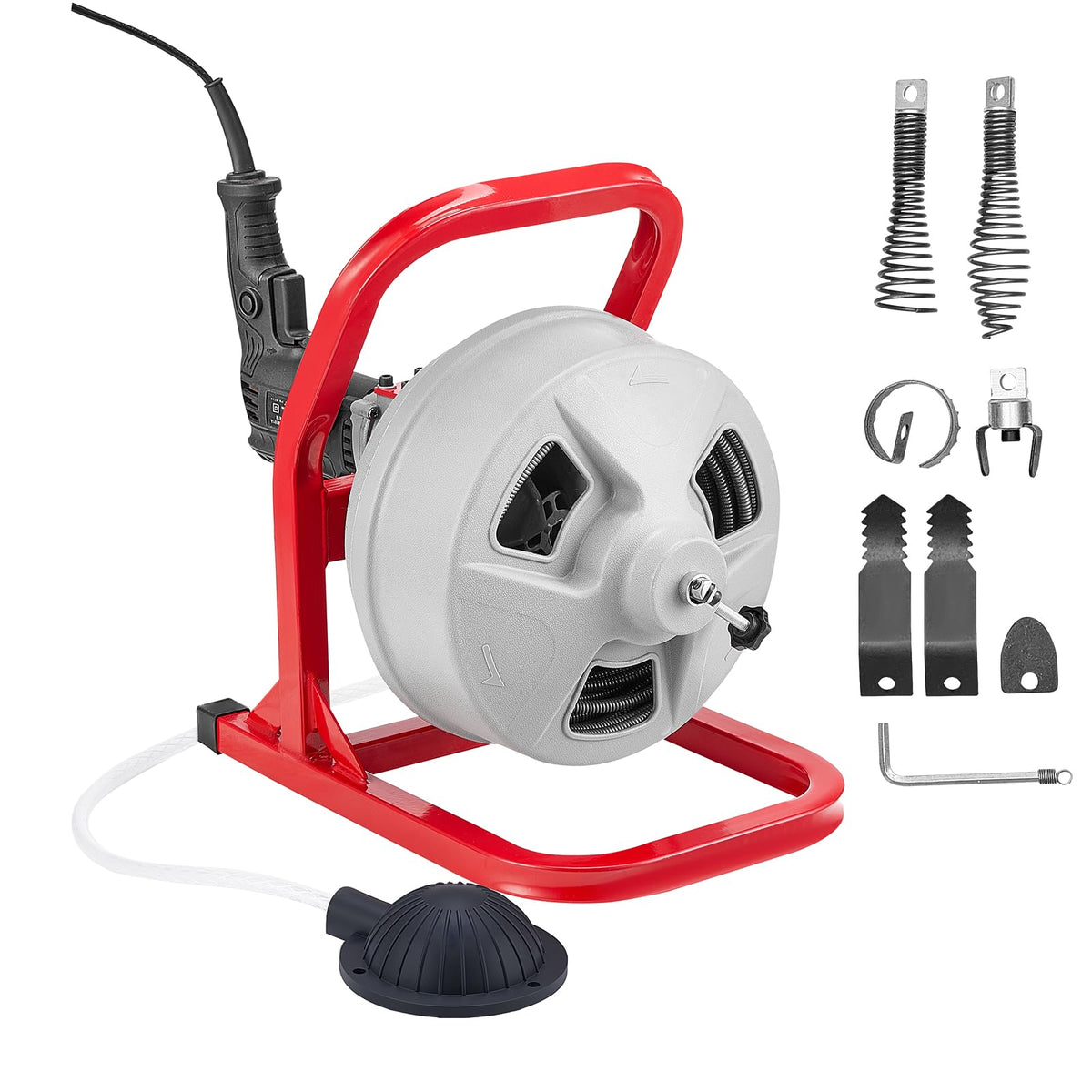 VEVOR drain cleaner machine with drum and cable ready for clog clearing