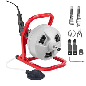 VEVOR drain cleaner machine with drum and cable ready for clog clearing