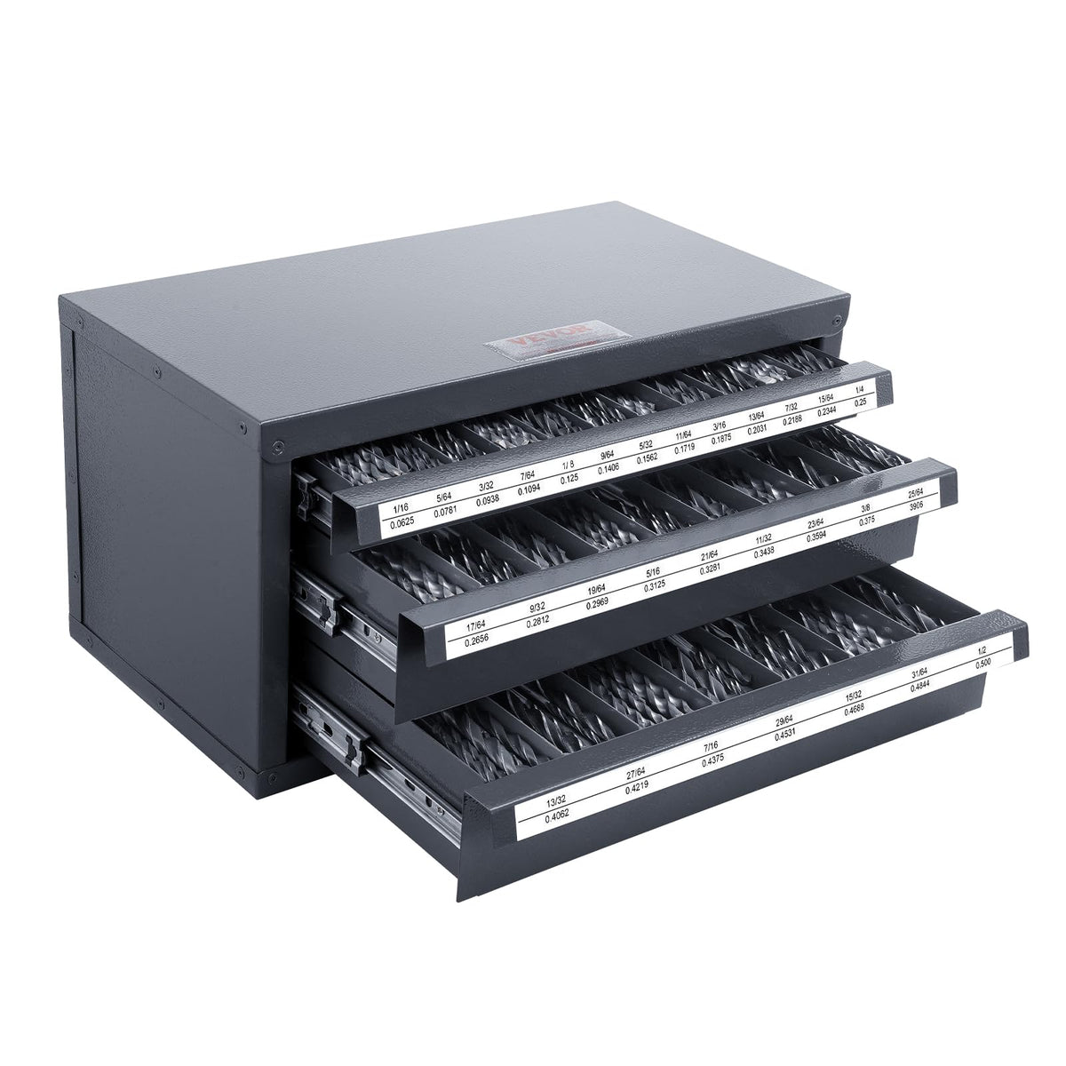 VEVOR drill bit disposer cabinet with three drawers for quick access.