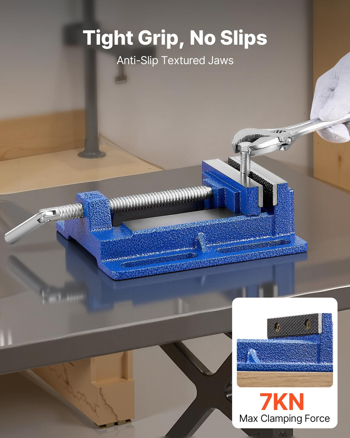 VEVOR drill press vise slotted base enables quick mounting