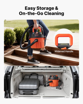 VEVOR dry vacuum cleaner dust bin capacity reduces frequent emptying during jobs