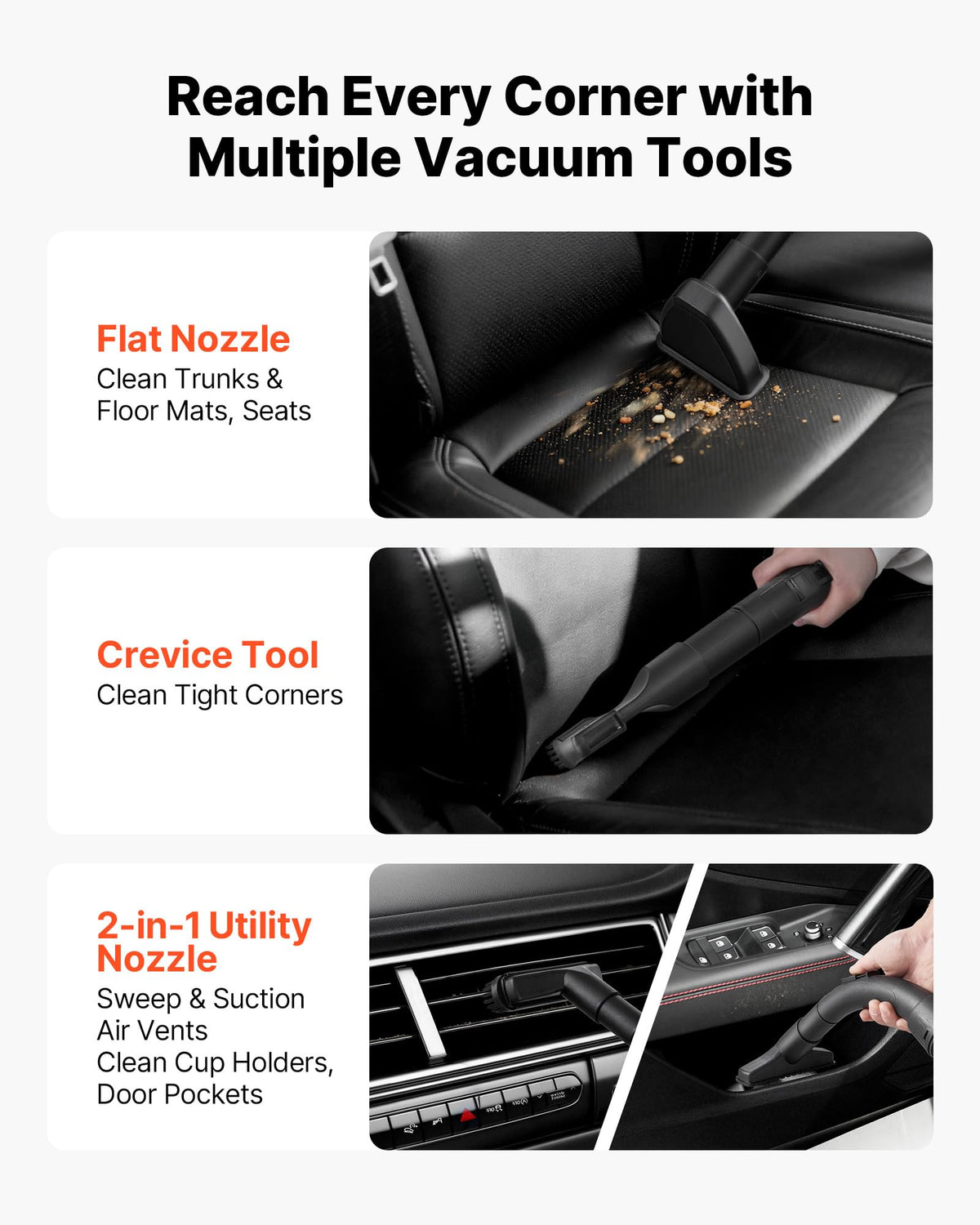 VEVOR dry vacuum cleaner flat nozzle ideal for flat surfaces and spills