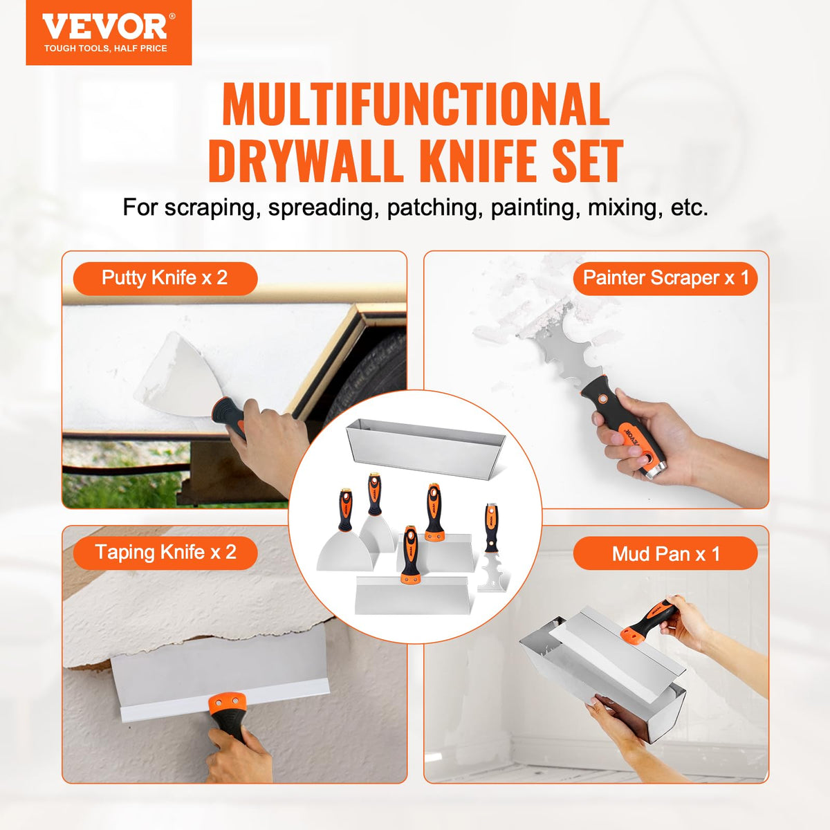 VEVOR 4-inch putty knife for precise filler application on smooth surfaces