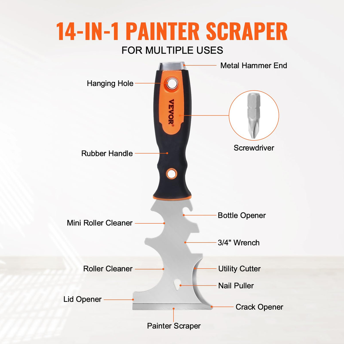 VEVOR 6-inch putty knife provides even mud spread and durability