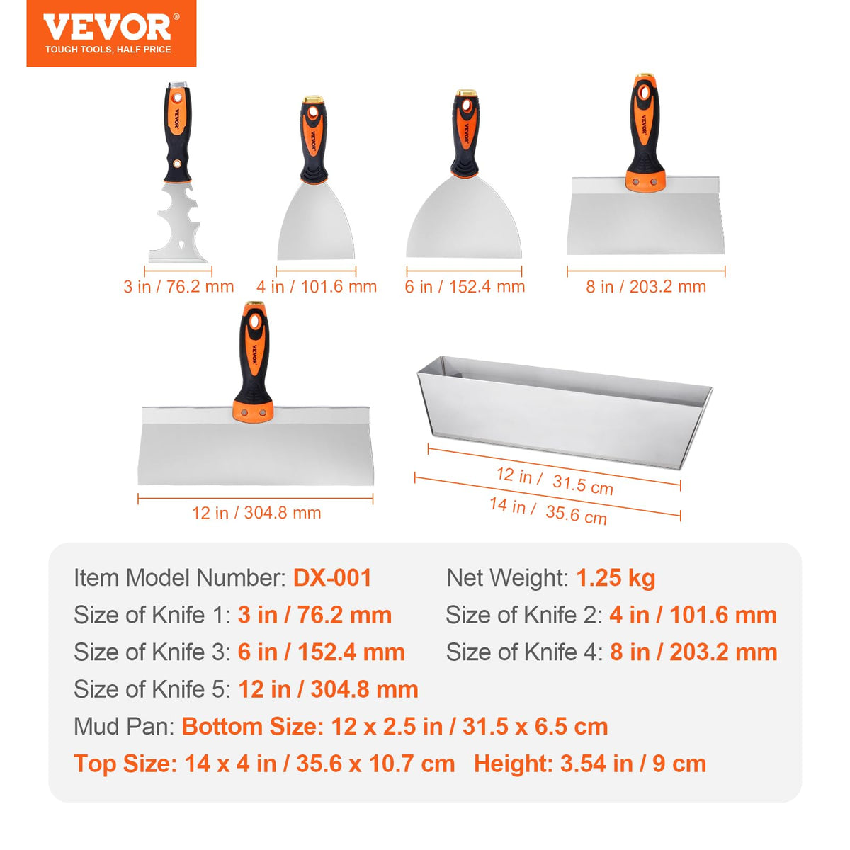 VEVOR stainless steel construction emphasizes longevity and rust resistance
