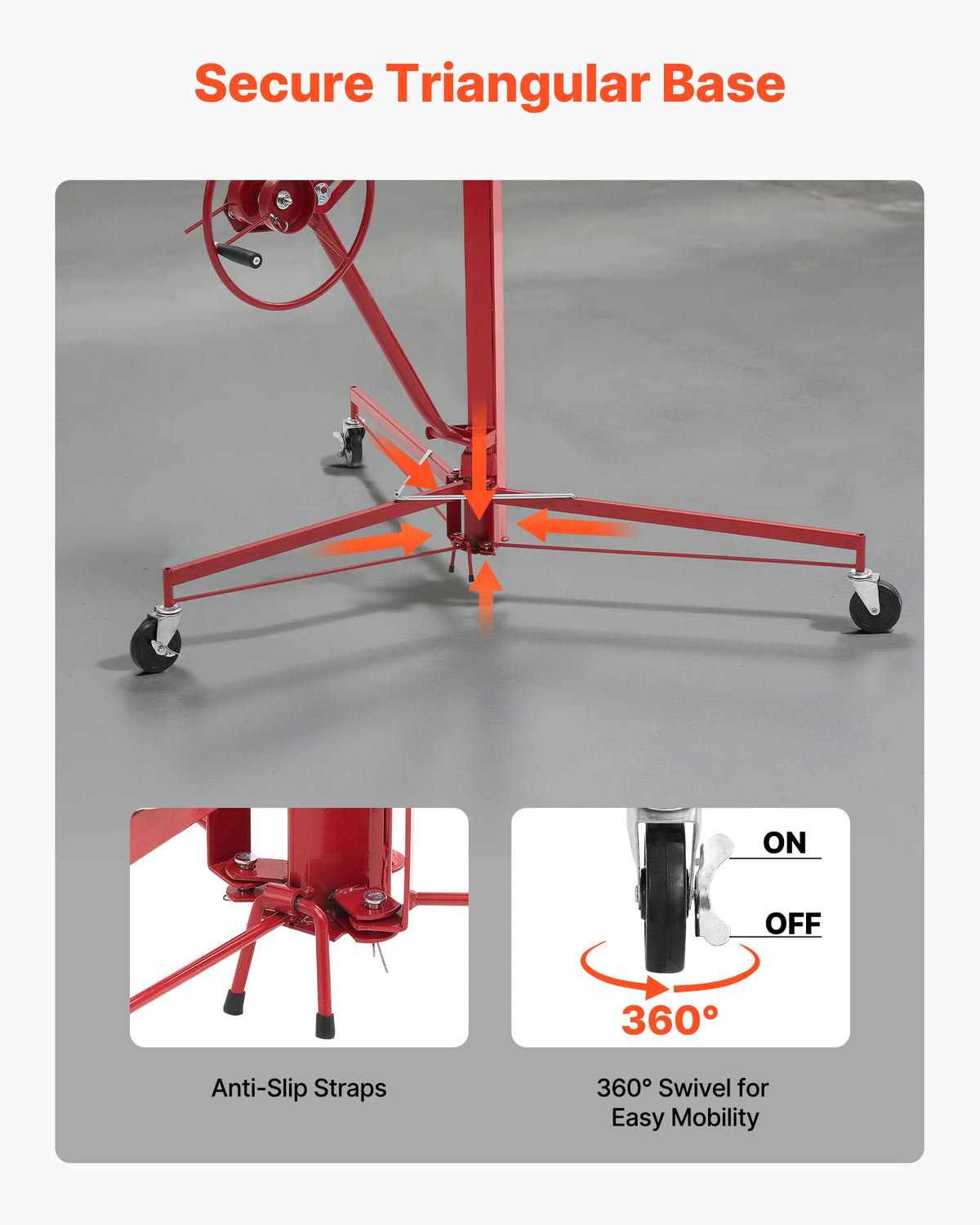 VEVOR lockable wheels enable controlled, smooth positioning