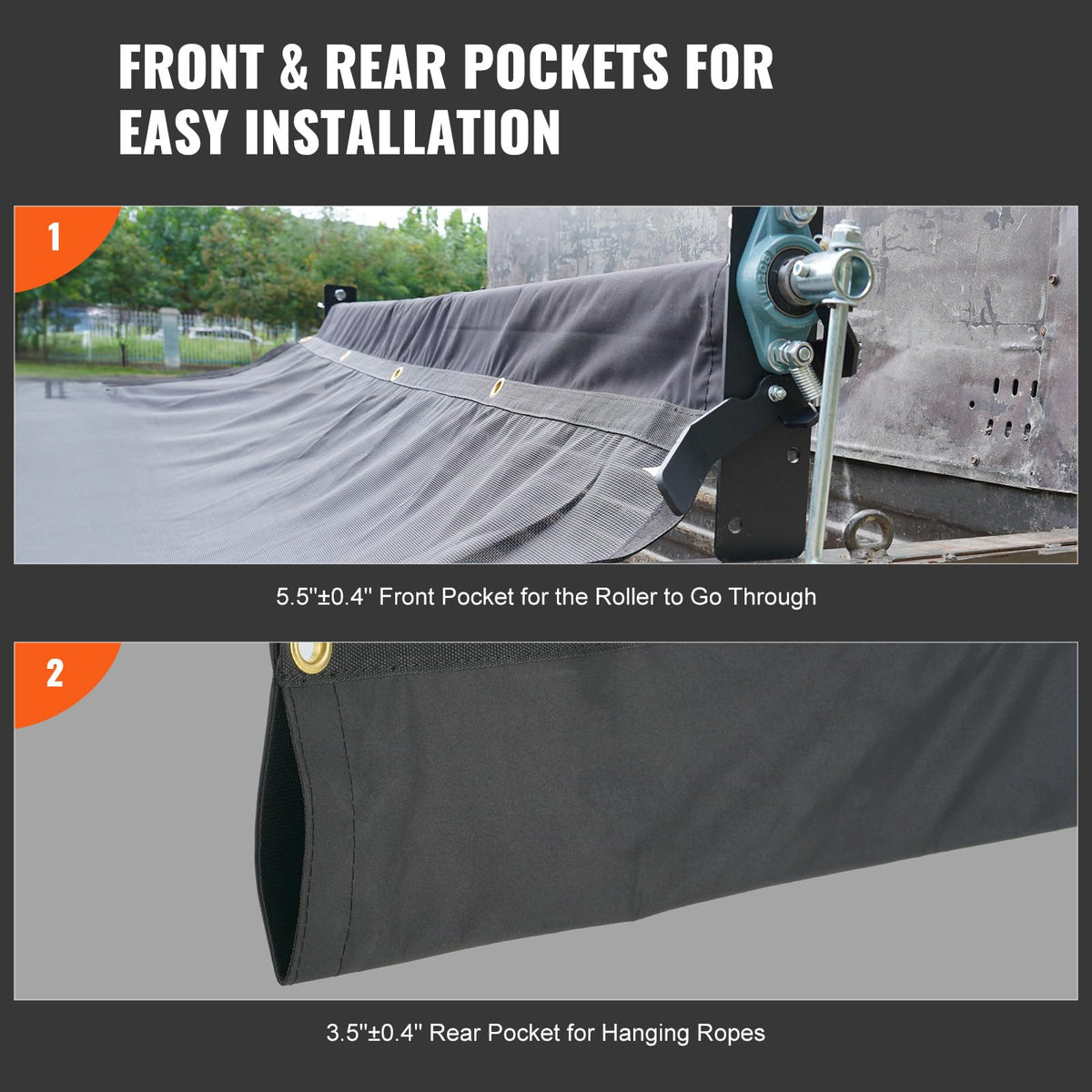 VEVOR back pocket detail for 3.5-inch anti-sail bow storage