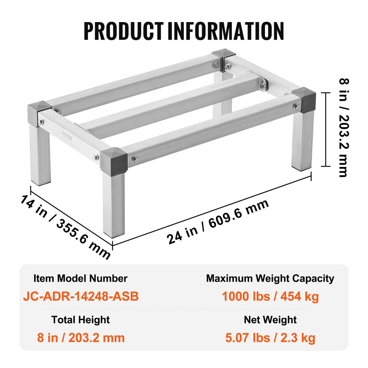 VEVOR dunnage rack polished aluminum for easy cleaning and maintenance
