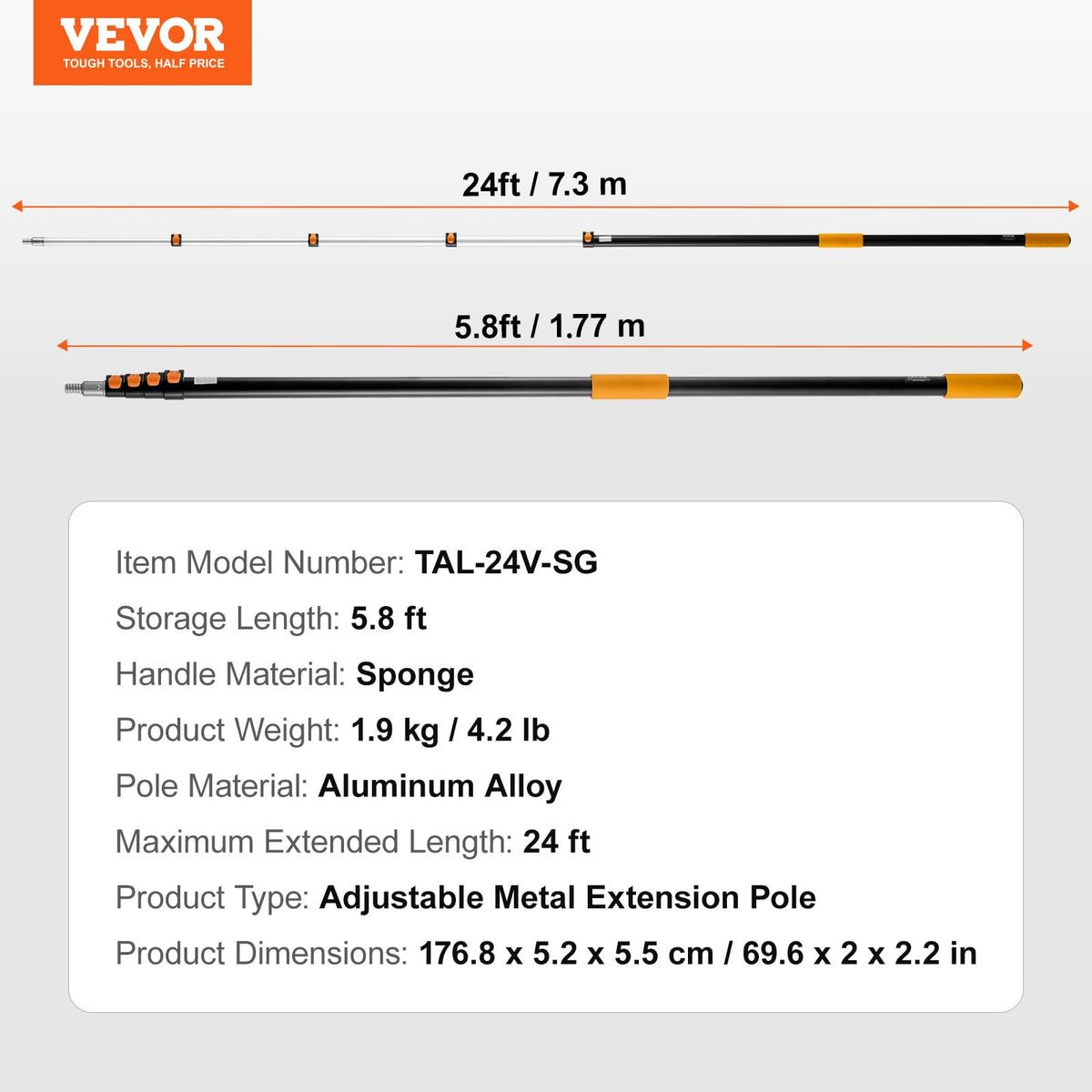 VEVOR durable corrosion-resistant aluminum stands up to outdoor use.