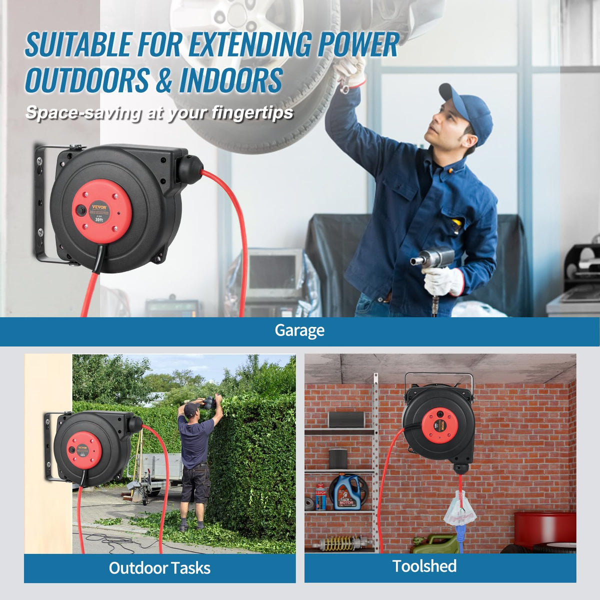 VEVOR durable PP case protects the reel in harsh environments