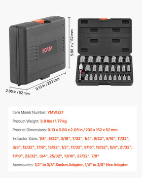 VEVOR bolt remover kit for stubborn fasteners in garages.