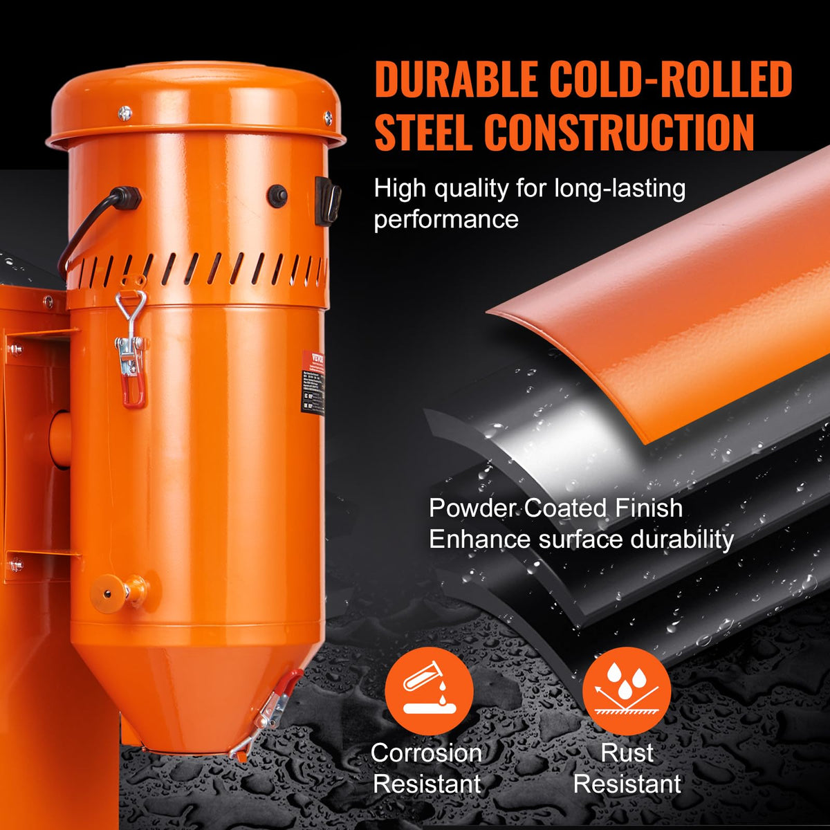 VEVOR powder-coated finish resists corrosion in dusty environments.