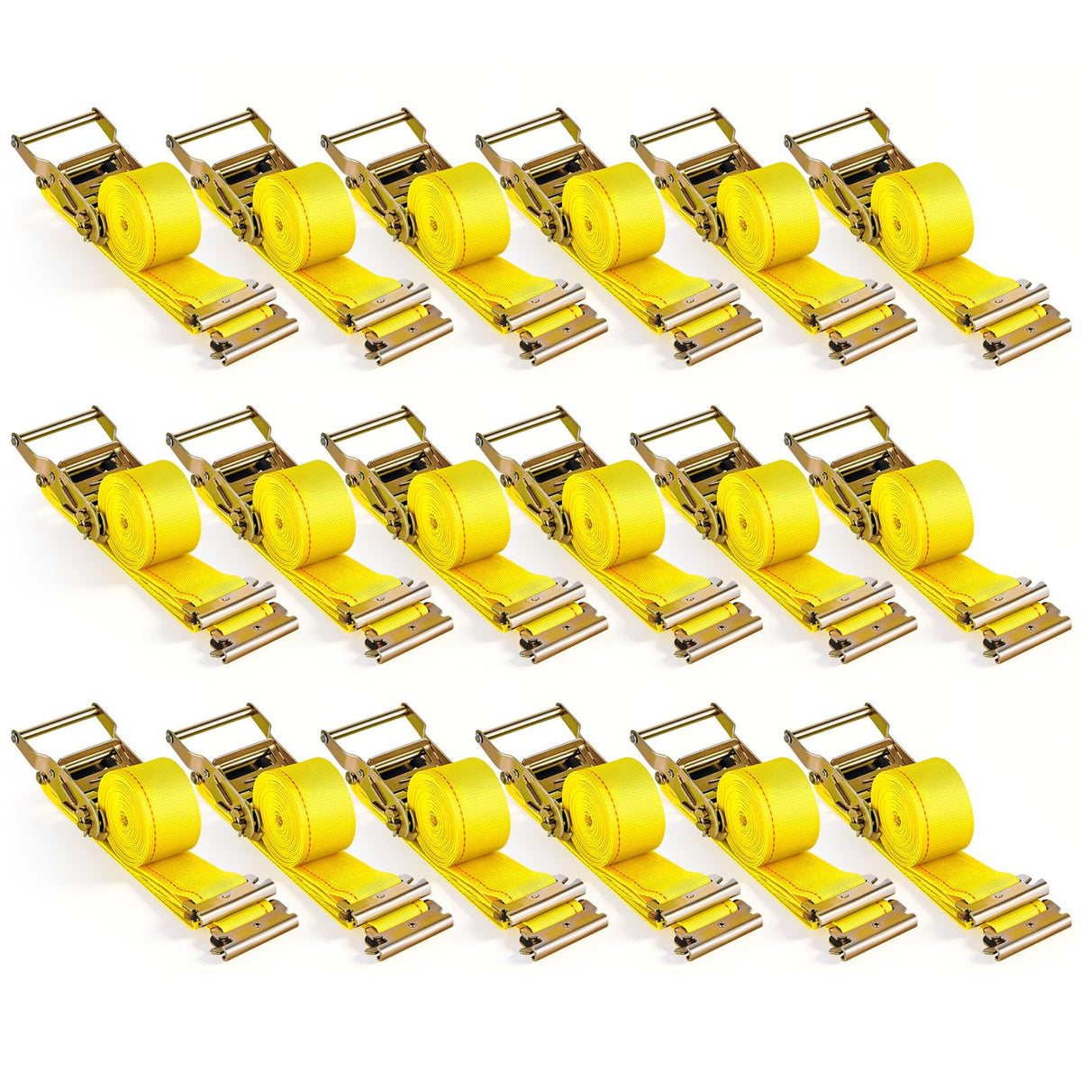 VEVOR E-Track ratchet strap 2in x 15ft with yellow webbing for secure cargo.